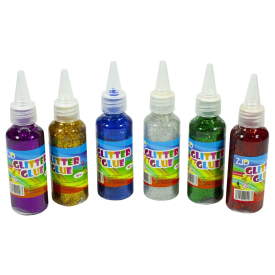 Клей 40мл с глиттером ,6 цветов, 13376 (13376)