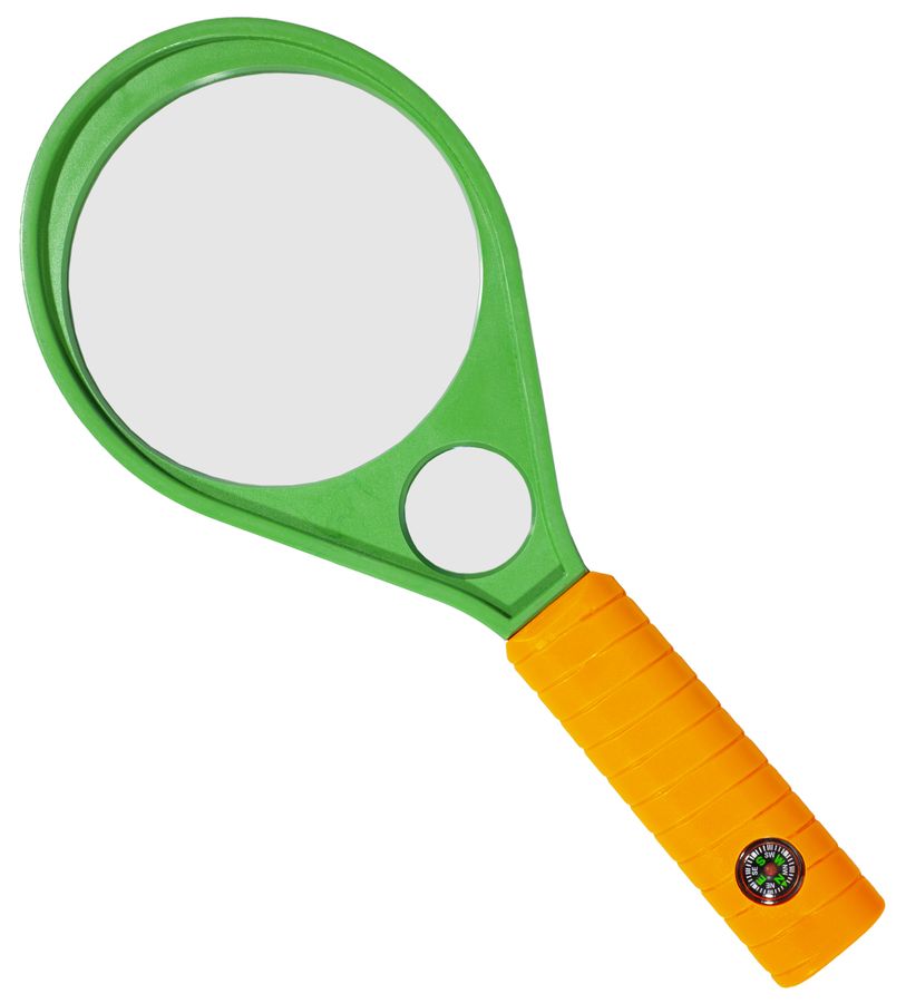 Лупа 2 линзы d-90мм + d-30мм, пластиковая оправа, компас, 7816-90G (7816-90G)