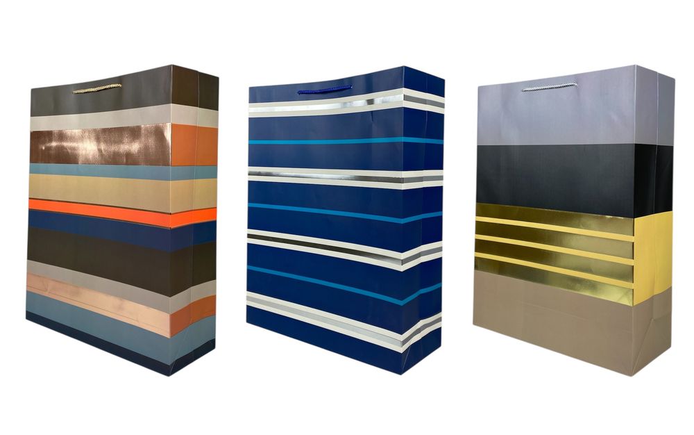 Пакет подарунковий YM1071-M фольгований, Смуга - 4дизайни, 210g, 26x32x10cm (YM1071-M)