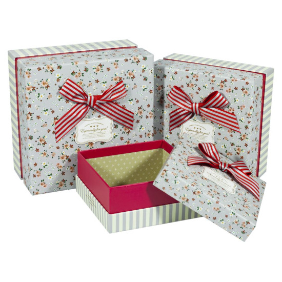 Подарункова коробка NC06-37, квадратна сіра, 20.5х20.5х11.5cm/18х18х9.5/15х15х7.5cm   3шт. в наборі (NC06-37)