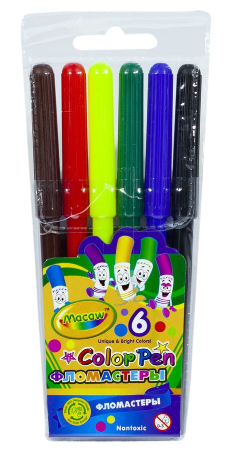 Фломастеры Macaw 6 цветов,Unison, MC-1675-6 (MC-1675-6)