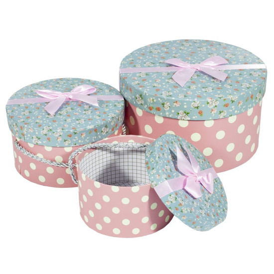 Подарункова коробка 058-22, кругла,  21.5*21.5*12cm/16.5*16.5*9/13*13*7.5cm   3шт. в наборі (058-22)