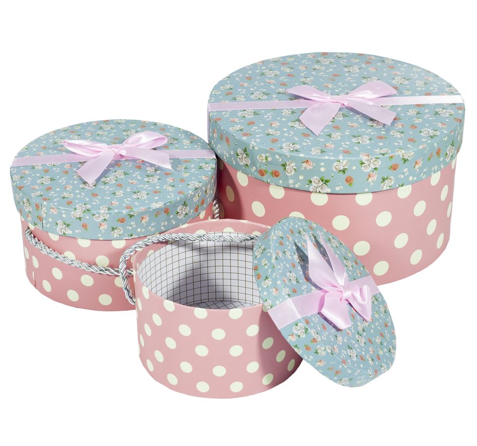 Подарункова коробка 058-22, кругла,  21.5*21.5*12cm/16.5*16.5*9/13*13*7.5cm   3шт. в наборі (058-22)