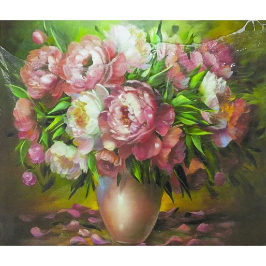 Холст-розмальовка під номерами 40*50см з набором фарб і пензликами 2 шт, з рамкою,  "весняні півонії" (8404RSB_O)