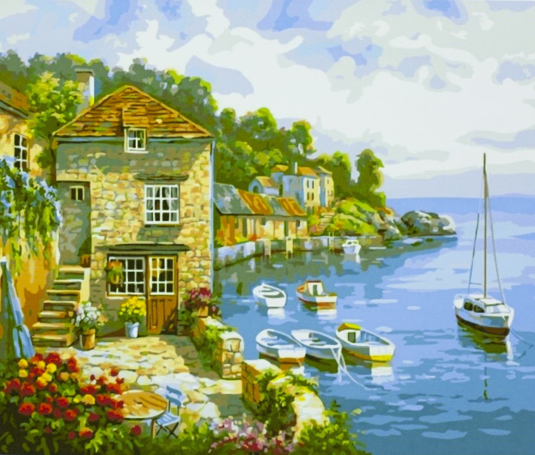 Картина по номерам "Солнечная бухта" 40*50см,крас.-акрил,кисть-3шт. (9312)