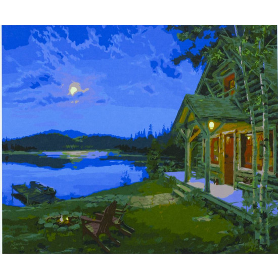 Картина по номерам "Домик у озера" 40*50см,крас.-акрил,кисть-3шт. (6335_B)