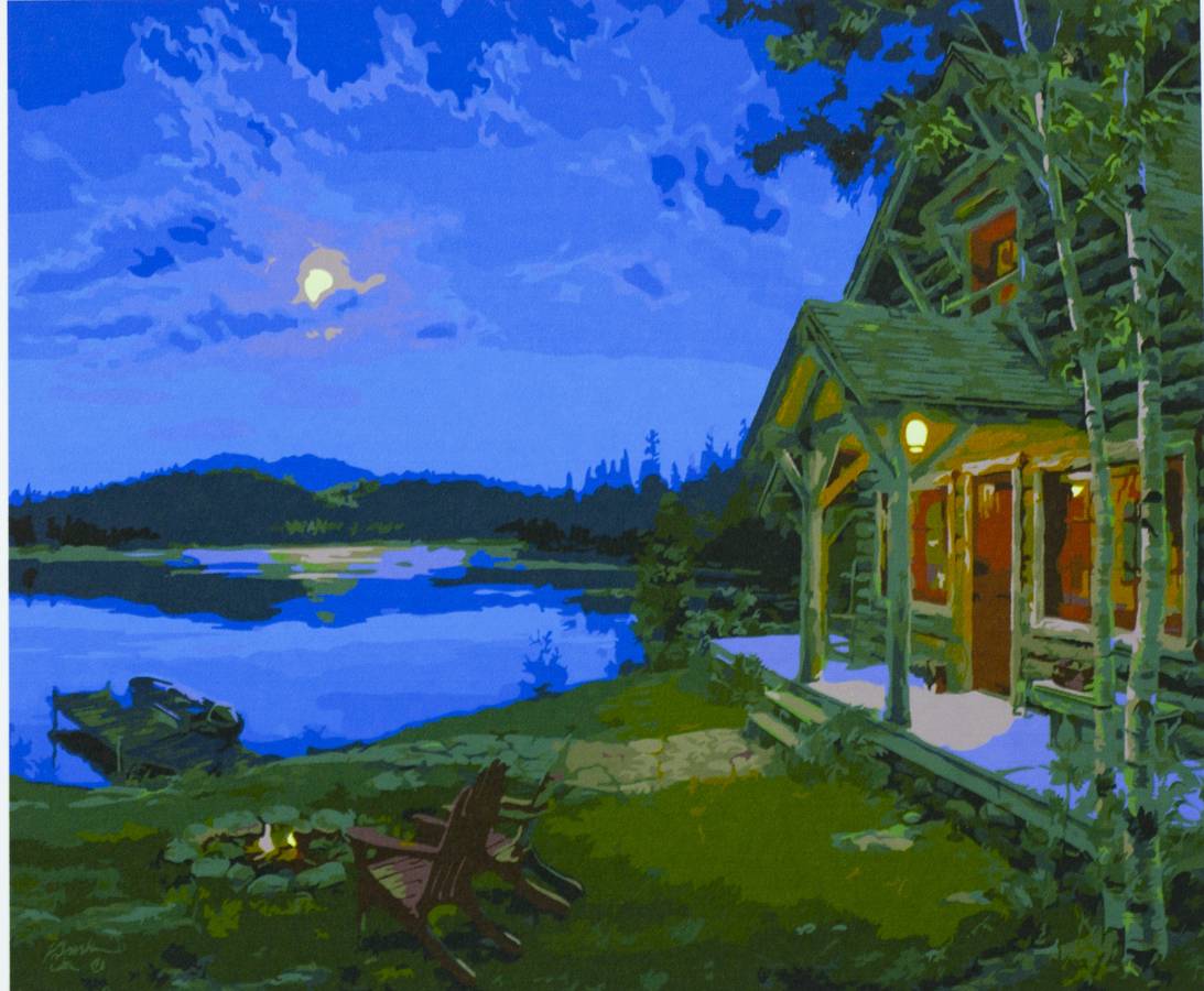 Картина по номерам "Домик у озера" 40*50см,крас.-акрил,кисть-3шт. (6335_B)