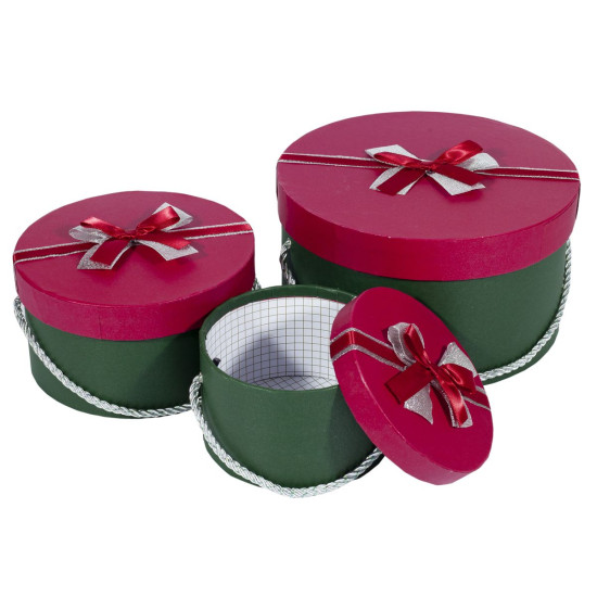 Подарункова коробка 058-17, кругла,  21.5*21.5*12cm/16.5*16.5*9/13*13*7.5cm   3шт. в наборі (058-17)