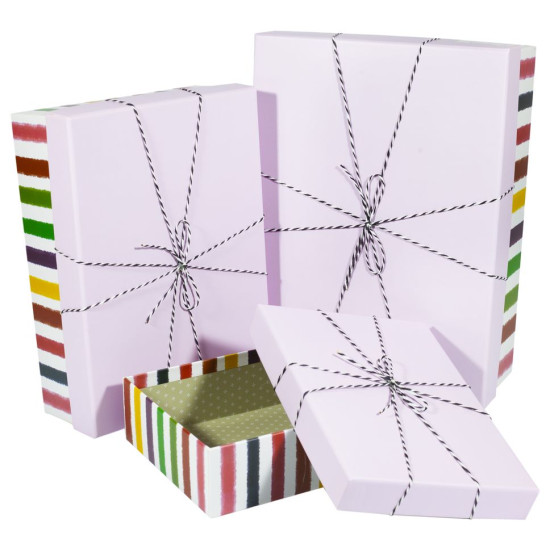 Подарункова коробка 91306-22, прямокутна рожева, 33.5х25х11.5cm/29*21*9 /24.5*17*6.5cm   3шт. в наборі (91306-22)