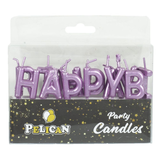 Набор свечей для торта HAPPY BIRTHDAY, розовое ЗОЛОТО Фиолетовый Pelican (868503)