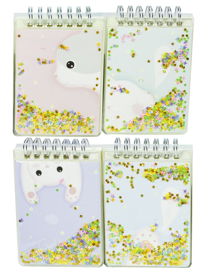 Блок. на спир., обл.-сыпуч.блёстки"Котик-лапка" 10,5*8см,80л.,70г (27214)