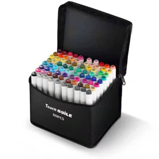 Набір BL-8780 скетч маркерів двосторонніх, скошений круглий стрижень, 80 кольорів (BL-8780)