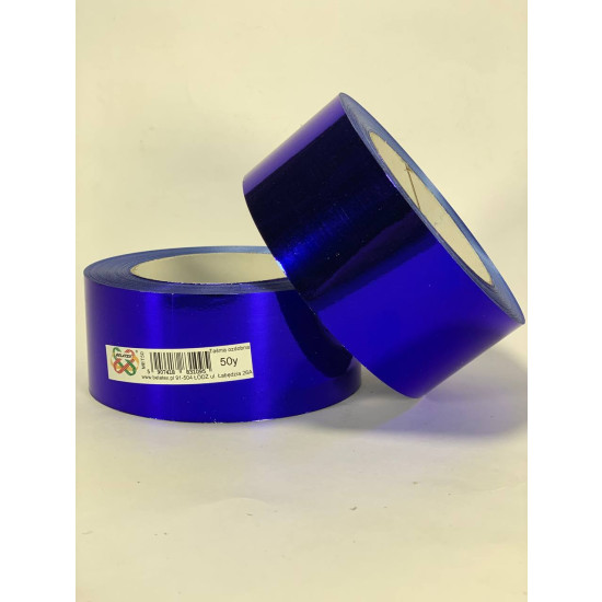 Лента пластиковая 5см, 50 ярд,  синяя металлизированная  BELATEX (MET50-blue)