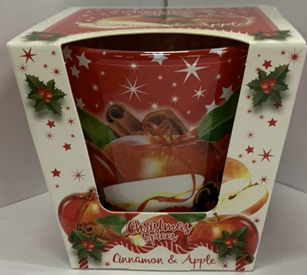 Свеча ароматическая "Рождественские специи корица и яблоко" 30часов, 8см Unison (36382 Apple)