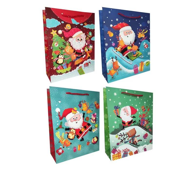 Пакет подарочный новогодний 200г, 26 х 32 х 10см, 4 дизайна Разноцветный Unison (YM-S-1636-M-1)