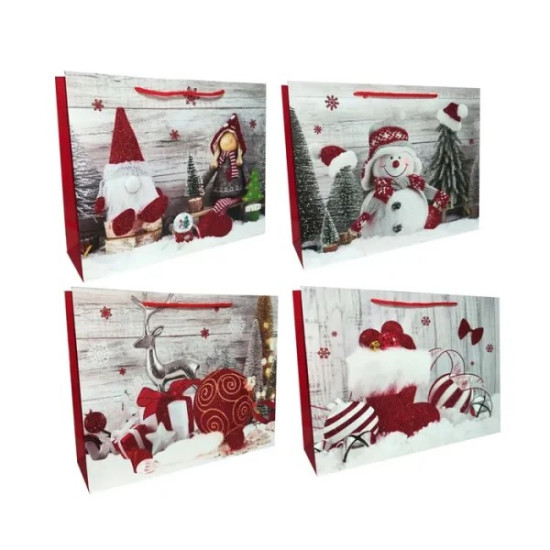 Новогодний подарочный пакет с глиттером "Новогоднее настроение", 24х18х10см, Разноцветный Unison (DV-BK9973-4S)