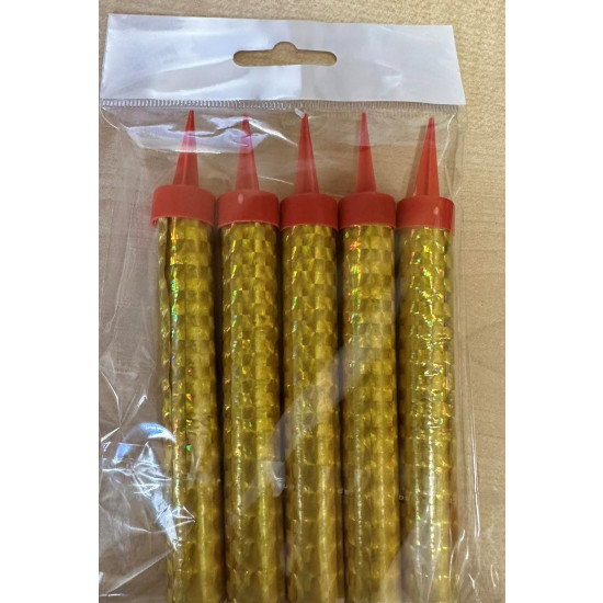 Набор свечей для торта "Холодный фонтан" "Gold" 10*1.5см - 5шт в упаковке (1226-10G)