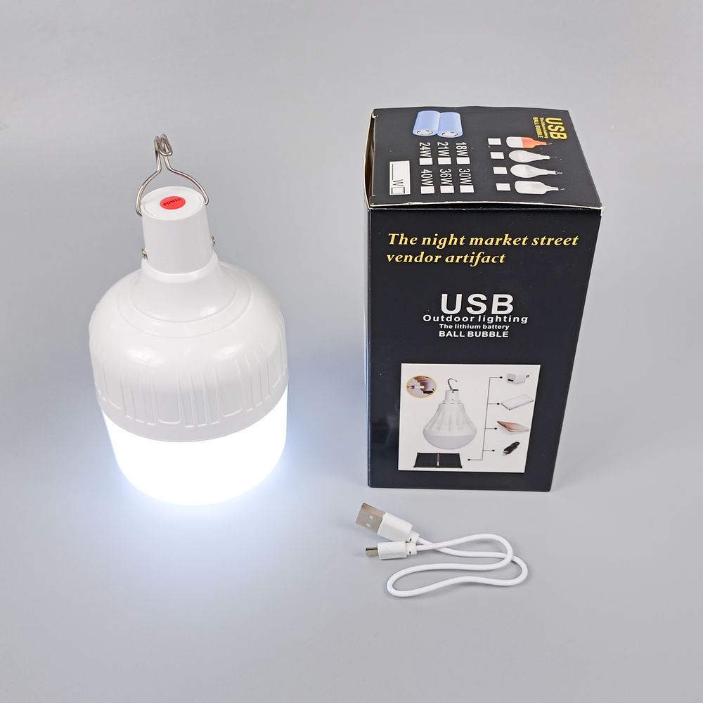 Лампа LED 30Вт е27 на аккумул. с USB, время работы до 8 часов (в эконом режиме) Без бренда (640030)