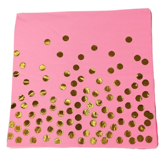 Салфетки 33 х 33см, двухслойные, 20 шт, "Горошек" Розовый Без бренда (10145 pink)