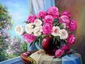 Алмазная мозаика по номерам 30 х 40см  "Цветы на подоконнике"  (холст на раме) Разноцветный Unison (60270_B GLD)