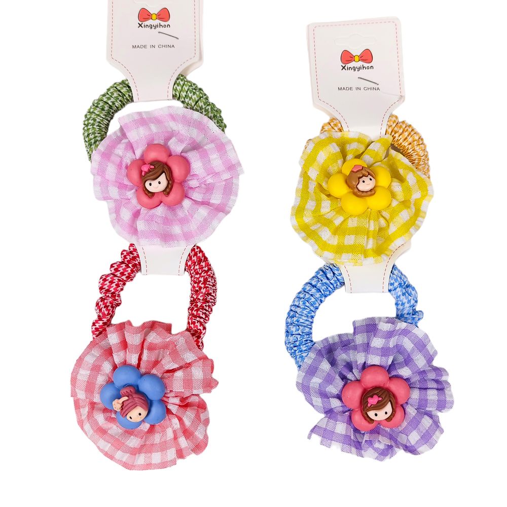 Резинка для волос "Девочка- цветочек"  10шт на блистере Разноцветный Без бренда (HB-003)