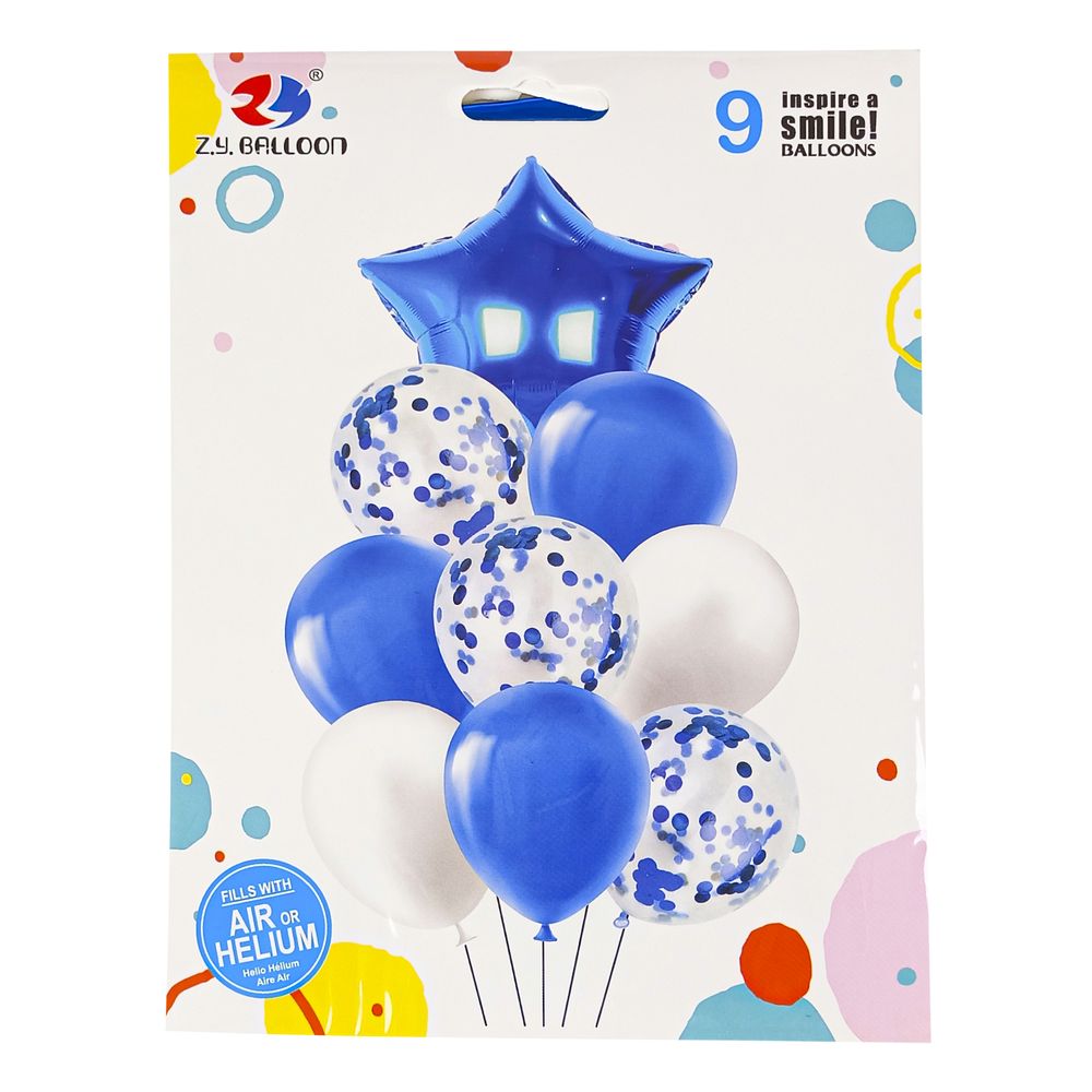 Набор шариков микс со звездой, 9шт СИНИЙ Синий Без бренда (10120 blue)
