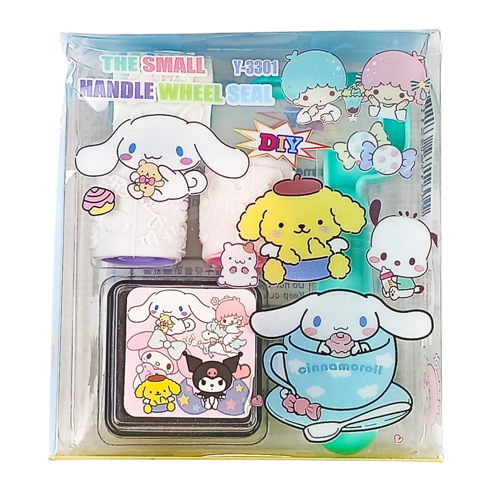 Набор штампиков 3шт "Зайка Kuromi и друзья" ролик, штемпельная подушка в коробке, 2 вида (3301-KU)