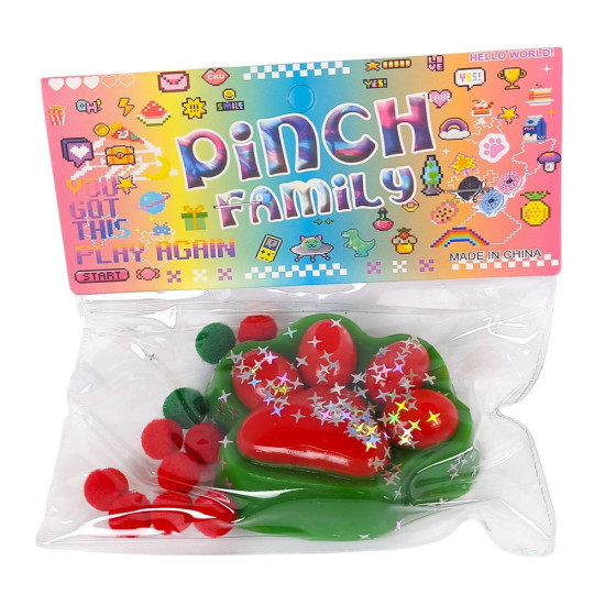 Таба сквиш антистресс  7см Лапка Новогодняя (712210 green - red)