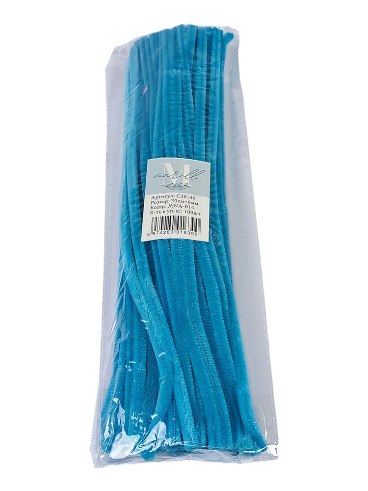 Синельная проволока, 300 х 6мм, бирюза, 100 шт (C30148 turquoise-KR-014)