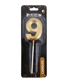 Свеча-цифра 3D для торта "9", золото 5см (863209)