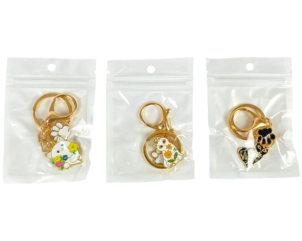 Брелок металлический "Кот, лапка" 6см, 3 вида (678-17)