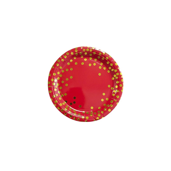Тарелки бумажные TM Pelican 18cm "Красные с золотым горошком" - 10шт (871608)