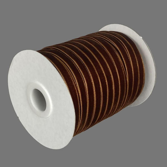 Бархатная лента  0,6 см х 50 ярдов Коричневый Marill (D00806- C 48)