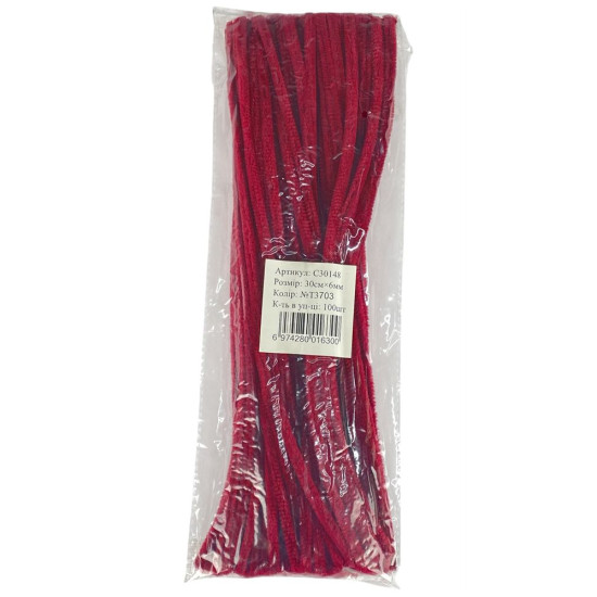 Синельная проволока, 300 х 6мм, вишня, 100 шт (C30148 cherry-T3703)