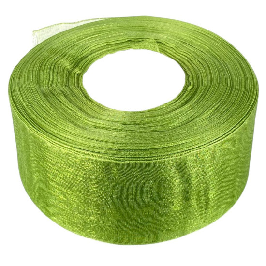 Лента с органзы  травянистая 4,0 см х  50 ярдов Зеленый Marill (D02040-1061)