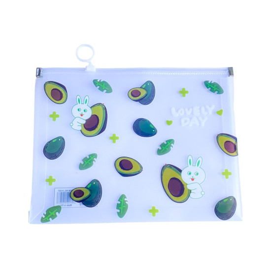 Папка для тетрадей А5+ на змейке "Фрукты и зверьки" 24 х 18,5см (527)