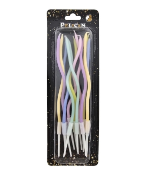 Свечи "Волна 12 штук" макарун ассорти цветов TM Pelican (861167)