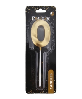 Свеча-цифра 3D для торта "0", золото 5см (863200)