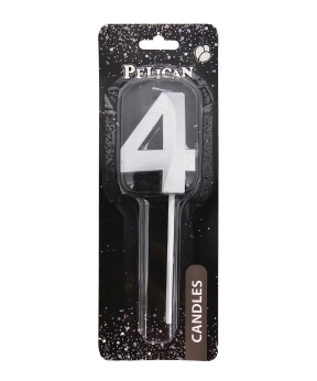 Свеча-цифра 3D для торта "4", серебро 5см (863214)