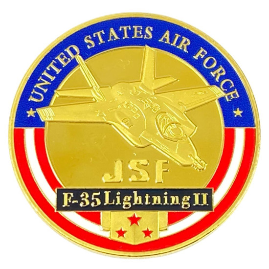 Монета-сувенір F-35 Lightning II ВПС США Реактивний винищувач п'ятого покоління, 4см у капсулі (Cs - 1024)