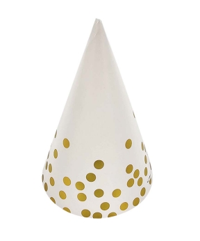 Колпачки бумажные TM Pelican 15см "Белые с золотым горошком" - 10шт (871805)