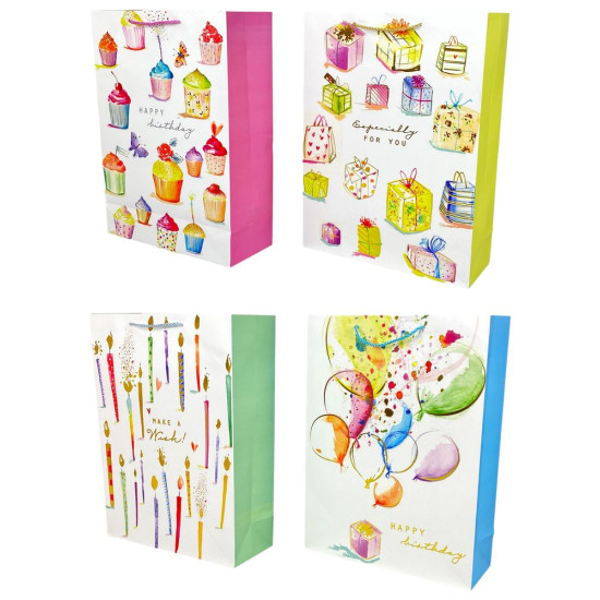 Пакет подарунковий  з фольгою 30 х 41,5 х 12см, 210гр, Happy Birthday (3923L)