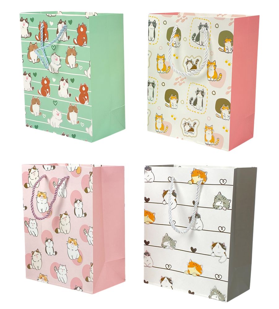 Пакет подарочный с фольгой 30 х 41,5 х 12см, 210гр, Котики (526C-L)