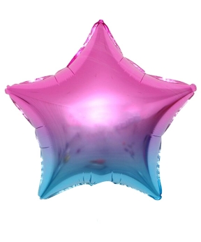 Шарик фольг. 18' ЗВЕЗДА ОМБРЕ ЛИЛОВО-ГОЛУБОЙ 45см (цена за упак/5шт) (832679)