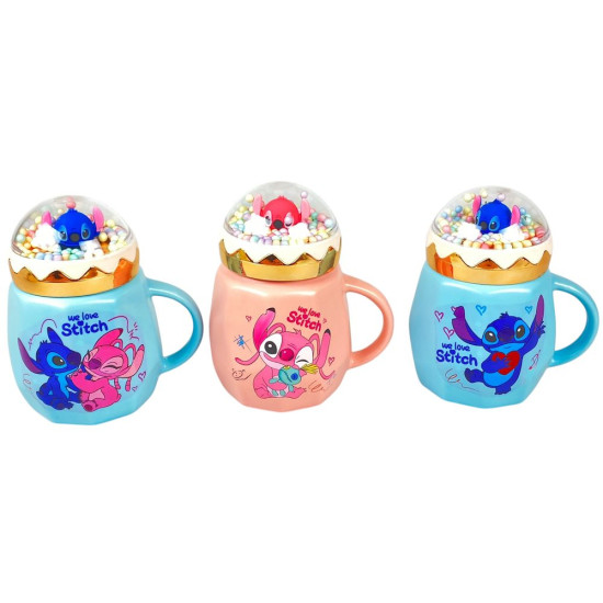 Термо-чашка керамическая 430мл "Шарики- Стич" 4 вида (7501-12)