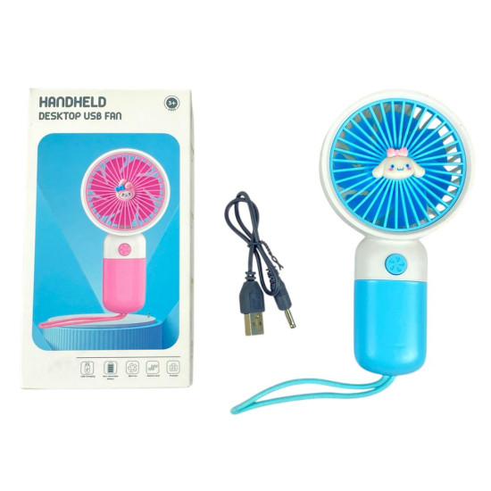 Вентилятор ручной 15см, 1 режим, USB Голубой Unison (2029A-L blue)