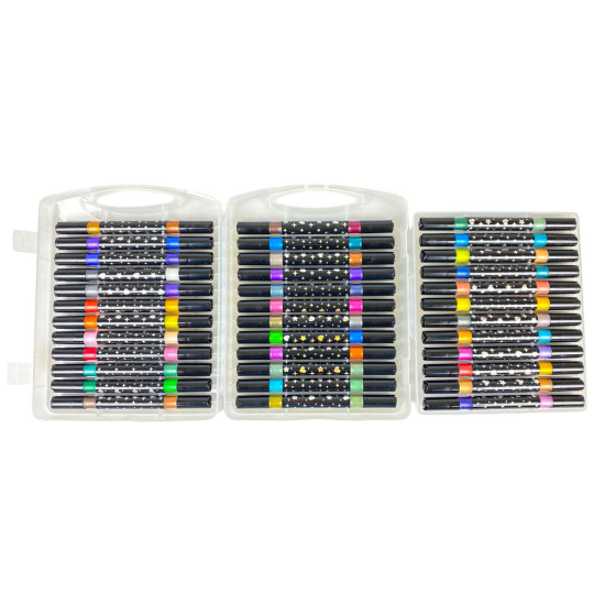 Набір маркерів-пензликів двосторонніх з глітером, 36шт (72 кольора), в пластиковому футлярі (TL-225-72)