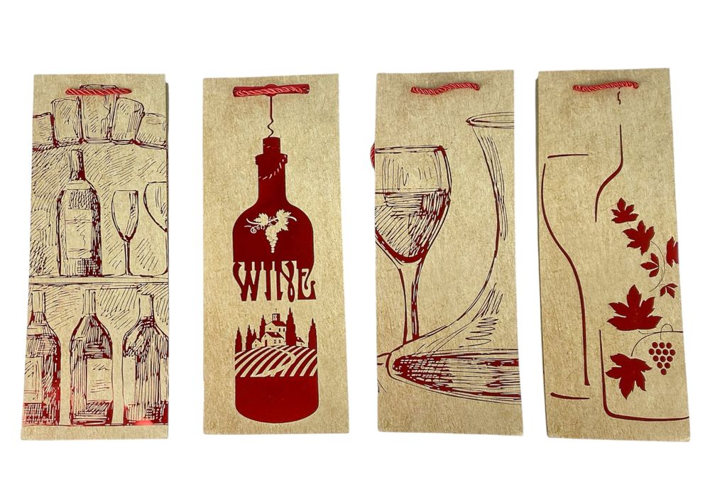 Пакет подарочный под бутылку, фольгированный, 4 дизайна, 210g, 12 x 35 x 10см (211)