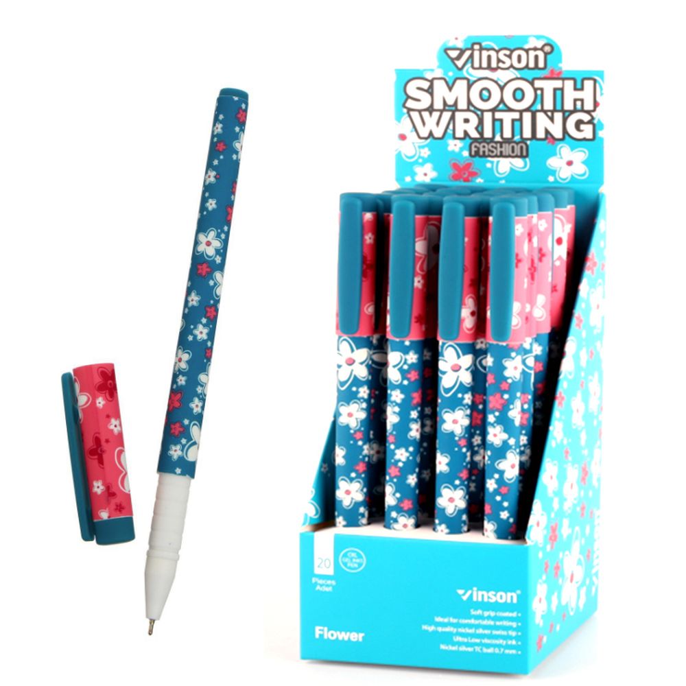 Ручка шариковая 0,7мм синяя, Vinson Разноцветный Vinson (A18)