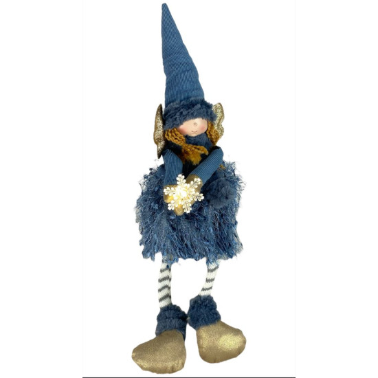 Новорічна м'яка іграшка Фея синя, що сидить та зіркою шо світиться  15 х 15 х 48 см (L01143)